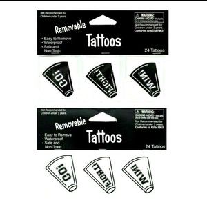 48 Sports Team / Cheer Spirit Temporary Tattoos - Go Fight Win - Black White